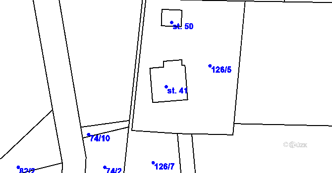Parcela st. 41 v KÚ Opálka, Katastrální mapa