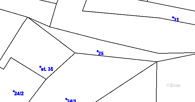 Parcela st. 25 v KÚ Opálka, Katastrální mapa