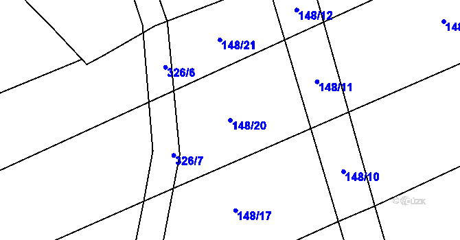 Parcela st. 148/20 v KÚ Opálka, Katastrální mapa