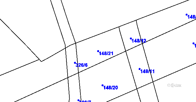 Parcela st. 148/21 v KÚ Opálka, Katastrální mapa