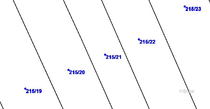 Parcela st. 215/21 v KÚ Opálka, Katastrální mapa