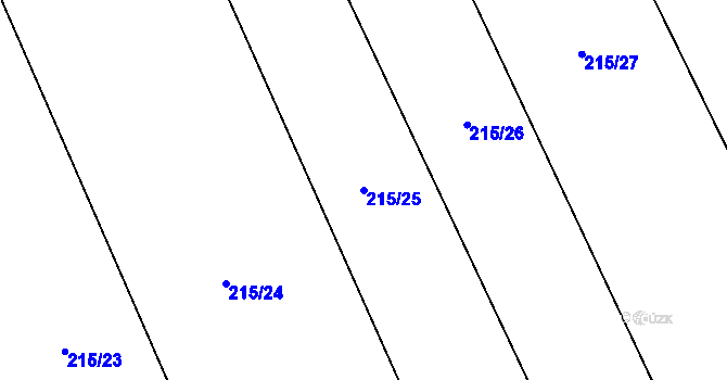 Parcela st. 215/25 v KÚ Opálka, Katastrální mapa