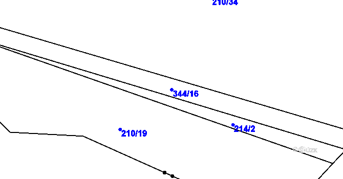 Parcela st. 344/16 v KÚ Opálka, Katastrální mapa