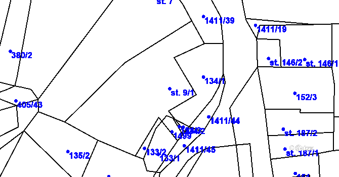 Parcela st. 9/1 v KÚ Strážov na Šumavě, Katastrální mapa