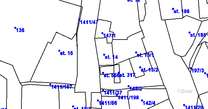 Parcela st. 14 v KÚ Strážov na Šumavě, Katastrální mapa