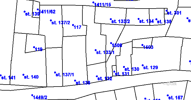 Parcela st. 133/1 v KÚ Strážov na Šumavě, Katastrální mapa