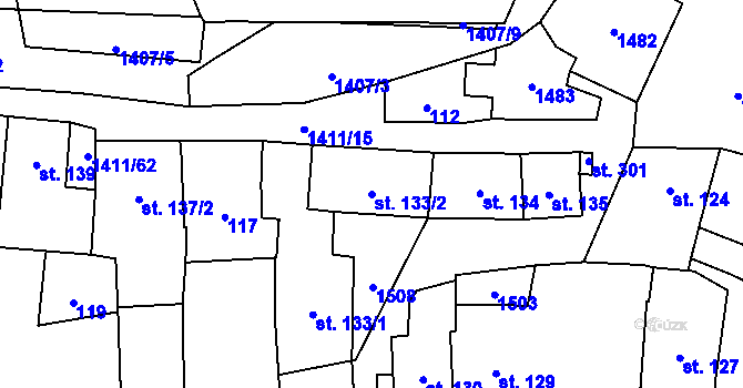Parcela st. 133/2 v KÚ Strážov na Šumavě, Katastrální mapa