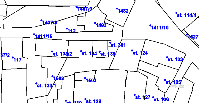 Parcela st. 135 v KÚ Strážov na Šumavě, Katastrální mapa