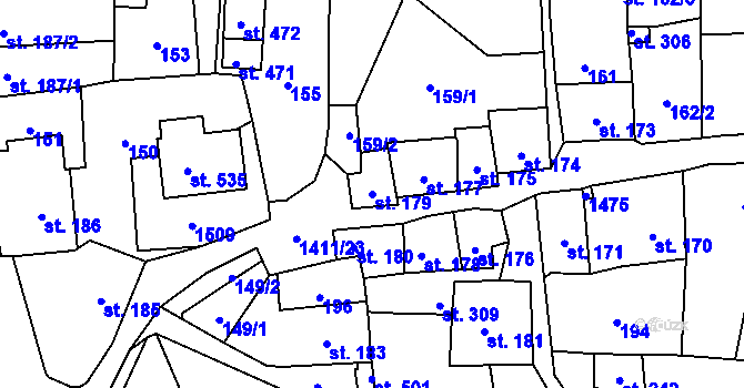 Parcela st. 179 v KÚ Strážov na Šumavě, Katastrální mapa