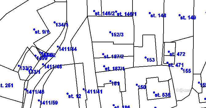 Parcela st. 187/2 v KÚ Strážov na Šumavě, Katastrální mapa