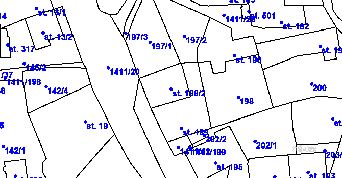 Parcela st. 188/2 v KÚ Strážov na Šumavě, Katastrální mapa
