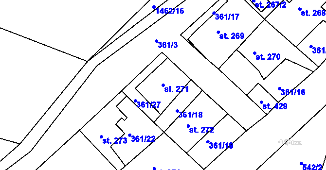 Parcela st. 271 v KÚ Strážov na Šumavě, Katastrální mapa