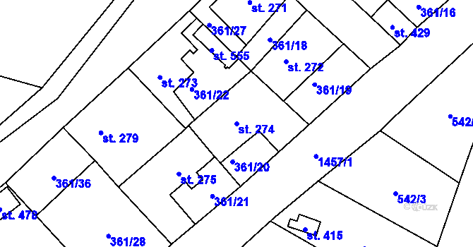 Parcela st. 274 v KÚ Strážov na Šumavě, Katastrální mapa
