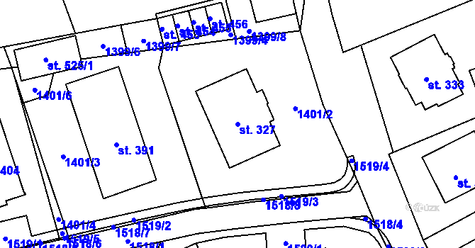 Parcela st. 327 v KÚ Strážov na Šumavě, Katastrální mapa