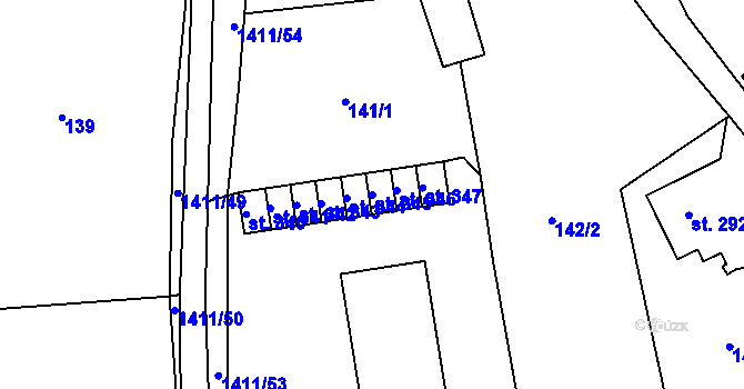 Parcela st. 345 v KÚ Strážov na Šumavě, Katastrální mapa