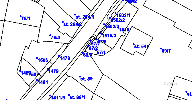 Parcela st. 67/1 v KÚ Strážov na Šumavě, Katastrální mapa