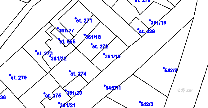 Parcela st. 361/19 v KÚ Strážov na Šumavě, Katastrální mapa