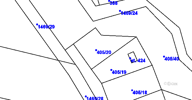 Parcela st. 405/20 v KÚ Strážov na Šumavě, Katastrální mapa