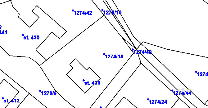 Parcela st. 1274/18 v KÚ Strážov na Šumavě, Katastrální mapa