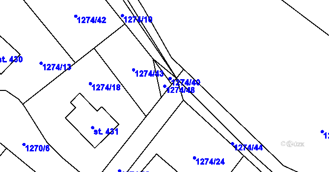 Parcela st. 1274/48 v KÚ Strážov na Šumavě, Katastrální mapa