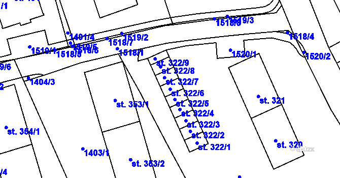 Parcela st. 322/6 v KÚ Strážov na Šumavě, Katastrální mapa