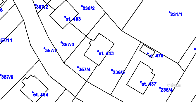 Parcela st. 443 v KÚ Strážov na Šumavě, Katastrální mapa