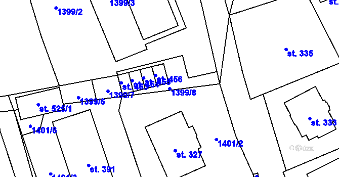 Parcela st. 1399/8 v KÚ Strážov na Šumavě, Katastrální mapa