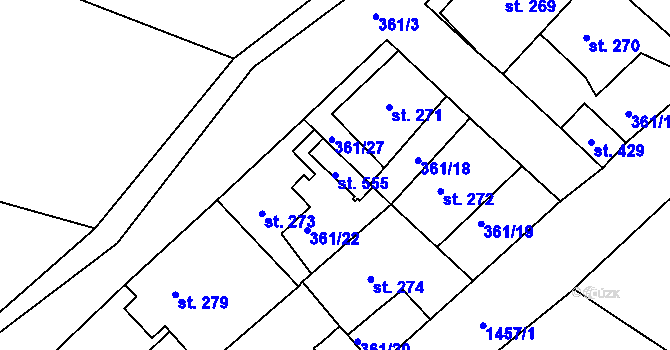 Parcela st. 555 v KÚ Strážov na Šumavě, Katastrální mapa