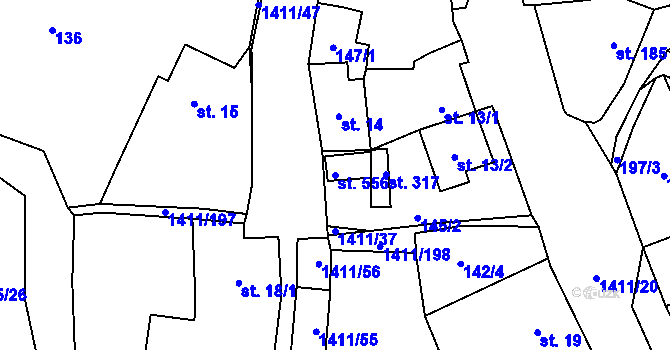 Parcela st. 556 v KÚ Strážov na Šumavě, Katastrální mapa