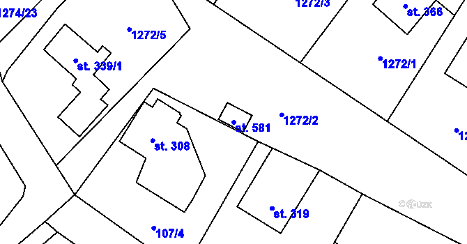 Parcela st. 581 v KÚ Strážov na Šumavě, Katastrální mapa