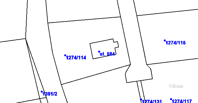 Parcela st. 584 v KÚ Strážov na Šumavě, Katastrální mapa