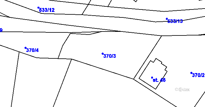 Parcela st. 370/3 v KÚ Zahorčice na Šumavě, Katastrální mapa