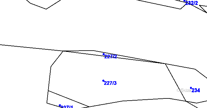 Parcela st. 227/2 v KÚ Bořice u Mirotic, Katastrální mapa
