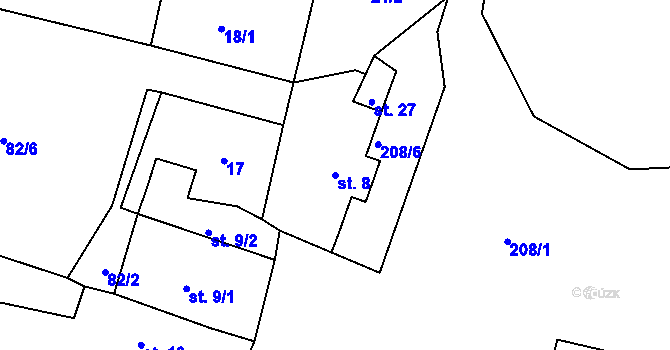 Parcela st. 8 v KÚ Jarotice, Katastrální mapa