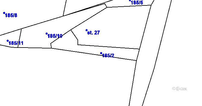 Parcela st. 185/2 v KÚ Stráž u Mirotic, Katastrální mapa