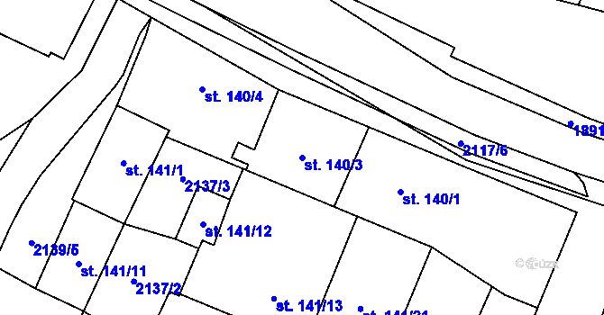 Parcela st. 140/3 v KÚ Strážovice, Katastrální mapa