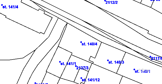 Parcela st. 140/4 v KÚ Strážovice, Katastrální mapa
