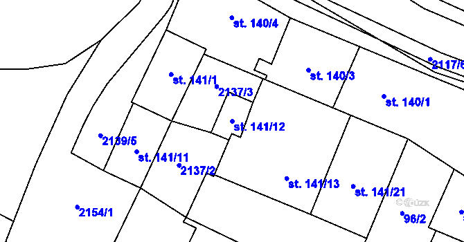 Parcela st. 141/12 v KÚ Strážovice, Katastrální mapa