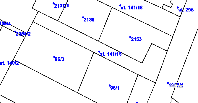 Parcela st. 141/15 v KÚ Strážovice, Katastrální mapa