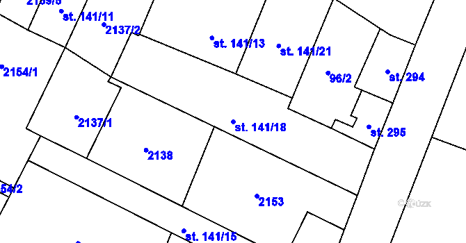 Parcela st. 141/18 v KÚ Strážovice, Katastrální mapa