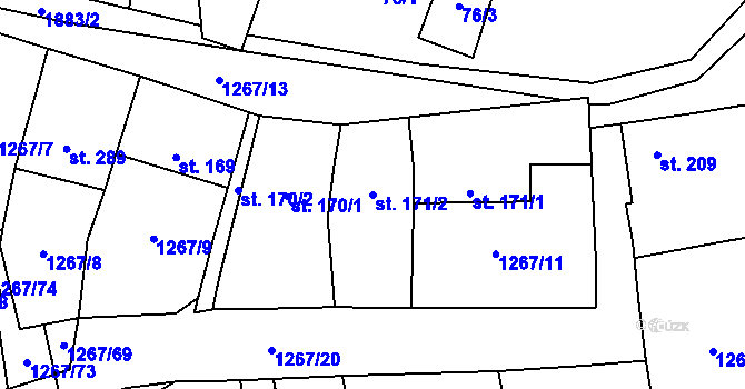 Parcela st. 171/2 v KÚ Strážovice, Katastrální mapa