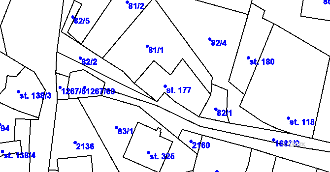 Parcela st. 177 v KÚ Strážovice, Katastrální mapa