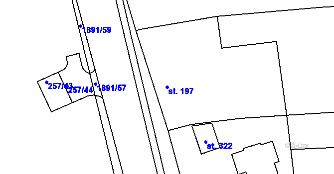 Parcela st. 197 v KÚ Strážovice, Katastrální mapa