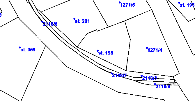 Parcela st. 198 v KÚ Strážovice, Katastrální mapa