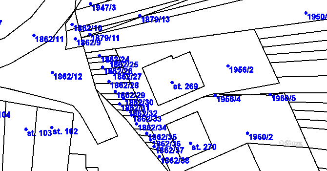 Parcela st. 269 v KÚ Strážovice, Katastrální mapa