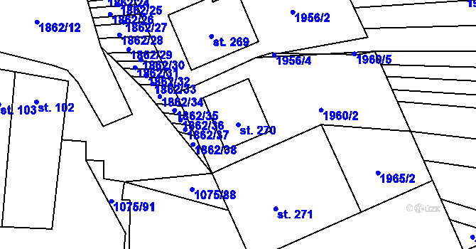 Parcela st. 270 v KÚ Strážovice, Katastrální mapa