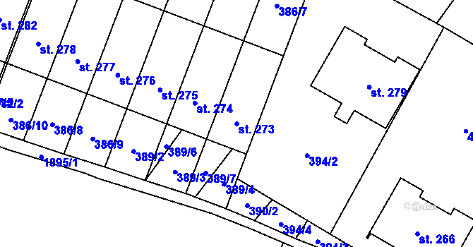 Parcela st. 273 v KÚ Strážovice, Katastrální mapa