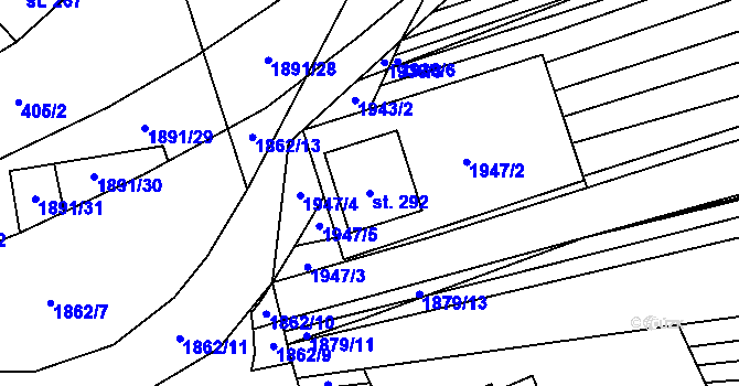 Parcela st. 292 v KÚ Strážovice, Katastrální mapa