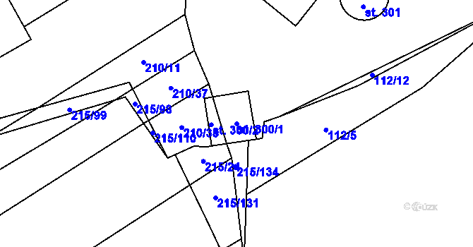 Parcela st. 300/1 v KÚ Strážovice, Katastrální mapa