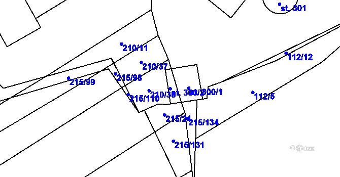 Parcela st. 300/2 v KÚ Strážovice, Katastrální mapa